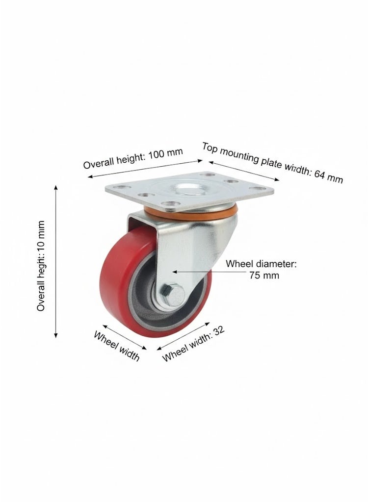 PU CASTER WHEEL 3" SWIVEL - Image 4